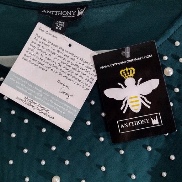 (NWT) Antthony Originals:  2-Piece Pull on Wide Leg Pant Set, Size 2X, Evergreen - Picture 10 of 12